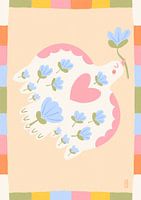 Dove of Peace with Flowers Illustration