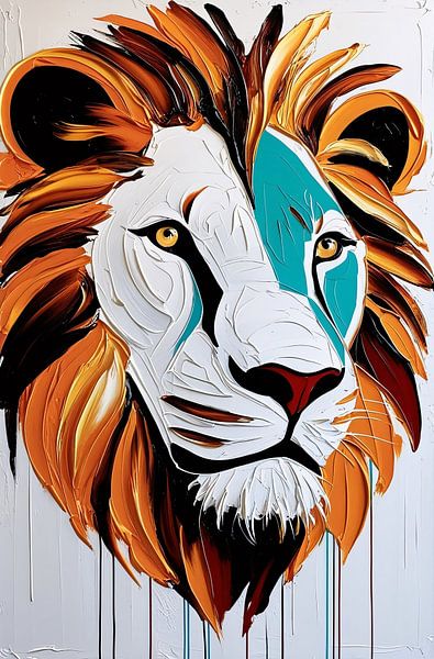 Abstract lion in colourful style by Art & Soul Creations