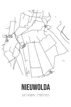 Nieuwolda (Groningen) | Landkaart | Zwart-wit van MijnStadsPoster