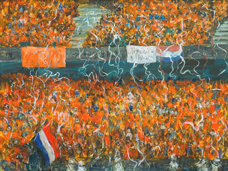 Sport oranje legioen op de tribune bij voetballen EK 2020 van Paul Nieuwendijk