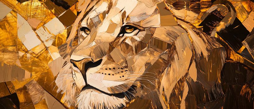 Lion portrait in warm gold tones - Kinetic by Poster Art Shop