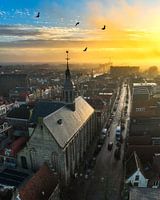 Kapelkerk in Alkmaar tijdens zonsopkomst