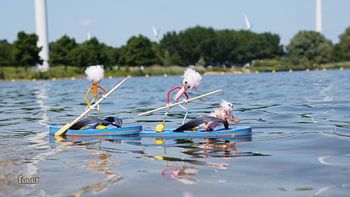 Fubby macht einen Paddleboard-Wettbewerb.