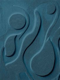 Minimalistische Reliëf Kunst in Moody Cobalt (Ton-sur-Ton) van STUDIO ARTSY