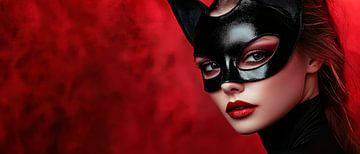Femme Fatale in zwart en rood van Poster Art Shop