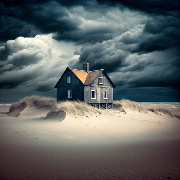 Wadden Sea ocean dune house loneliness storm maritime by gm_designs