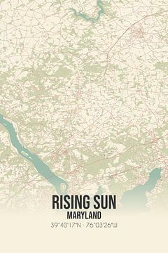 Vintage landkaart van Rising Sun (Maryland), USA. van MijnStadsPoster