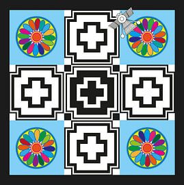 Anunnaki Cross UFO Blue Black & White Multicolor by Esther van de Beek
