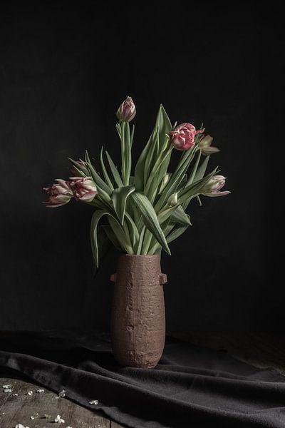 Tulips in vase | fine art still life photography in color | print wall art by Nicole Colijn