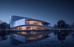 Leuchtendes Museum am Wasser