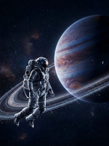Ein Astronaut schwebt im Weltraum