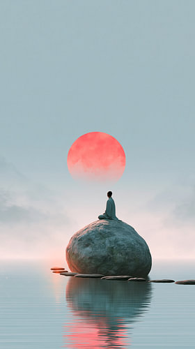 Meditation bei der Roten Sonne von Preet Lambon