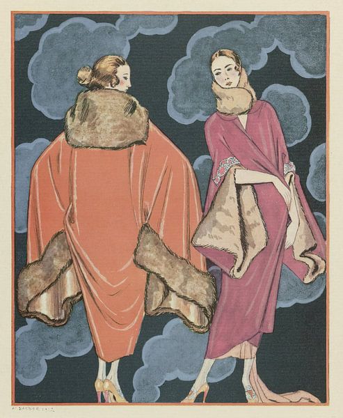 George Barbier - Deux heures du matin; Manteaux, de Worth (1924) by Peter Balan