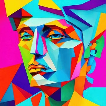 Portret in modern Cubisme in felle kleuren. von Brian Morgan