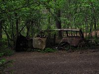 Car wreck in the woods at Ryd 2