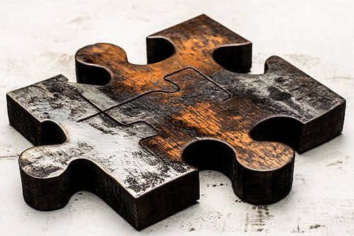 Abstract houten puzzelstuk decor
