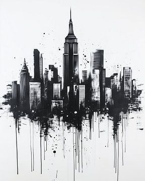 Minimalist New York Skyline in ink by Thea