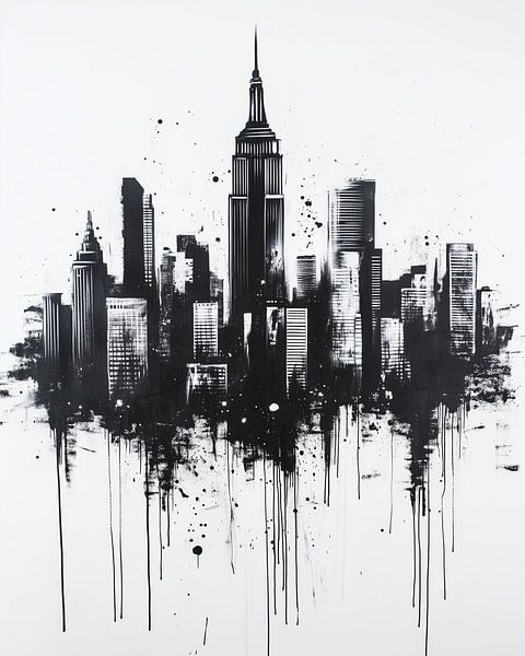 Minimalist New York Skyline in ink by Thea