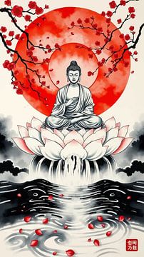 Bouddha / Boeddha Art japonais Sumi-e sur MIROKKU