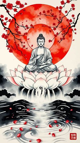 Boeddha / Boeddha Japanse kunst Sumi-e