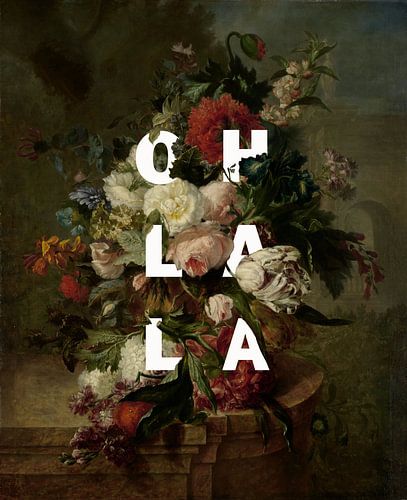 Botanische prent met typografie 'Oh La La'