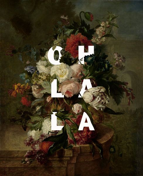 Botanische prent met typografie 'Oh La La' van Studio POPPY