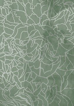 Abstract sage green line drawing flowers, Sarah Manovski by 1x