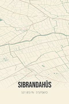 Vintage map of Sibrandahûs (Fryslan) by Rezona