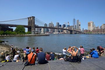 Brooklyn Bridge in New York, vom Brooklyn Bridge Park aus gesehen von Merijn van der Vliet