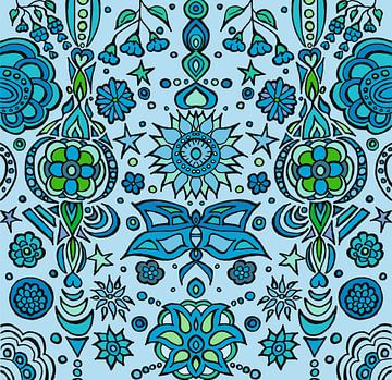 Blue Pattern XXL by Esther  van den Dool