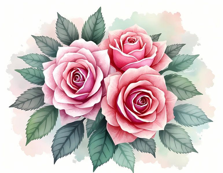 Trio de roses roses par Artistic