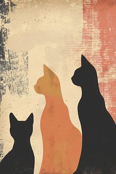 Abstracte Katten Silhouetten op Textuur van Art & Soul Creations