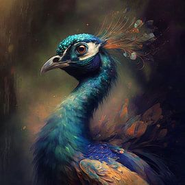 Pfau Kopf Portrait von Preet Lambon