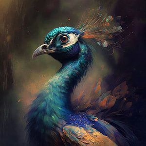 Portrait d'une tête de paon