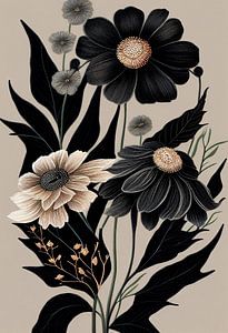 Blumen in Schwarz und Beige