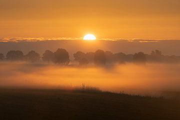 Dromerige Zonsopkomst boven de mistige polder van Noord-Brabant van Zwoele Plaatjes