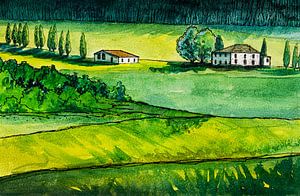 Volterra Toskana in Italien | Aquarellmalerei handgefertigt