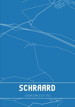 Blauwdruk | Landkaart | Schraard (Fryslan) van MijnStadsPoster