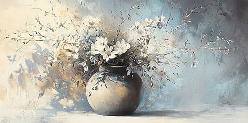 bloemen vaas | Quiet Vase of White Blooms