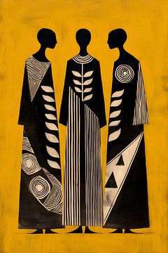 African figures in a modern pattern style by NJ Midnight Studio