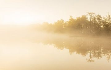 Mistige zonsopkomst bij het water (Nederland) van Marcel Kerdijk