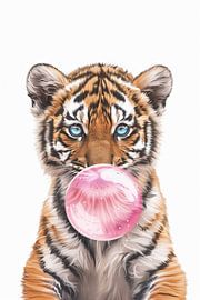 Tiger cub with chewing gum bubble by Poster Art Shop