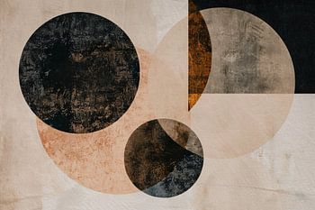 Overlappende Sepia Cirkels en Lijnen Kunstwerk