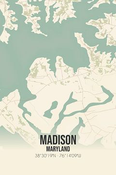 Vintage landkaart van Madison (Maryland), USA. van Rezona