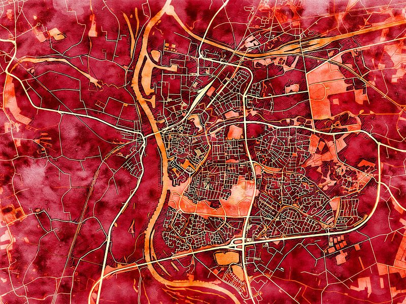 Kaart van Zutphen in de stijl 'Amber Autumn' van Maporia