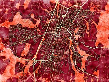 Map of Ravensburg with the style 'Amber Autumn' by Maporia