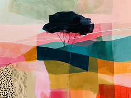 Paysage abstrait et coloré représentant des arbres sur IamHomeStudio