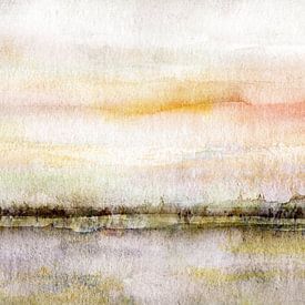 Extensive linear landscape in warm colours by Claudia Gründler
