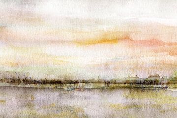 Extensive linear landscape in warm colours by Claudia Gründler