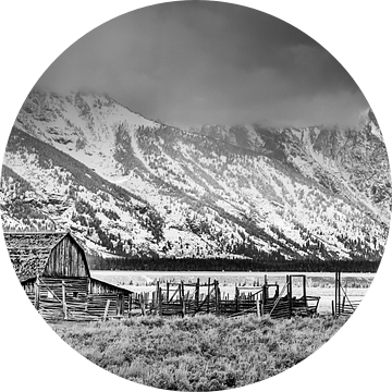 Mormon Row in zwart-wit, Wyoming van Henk Meijer Photography